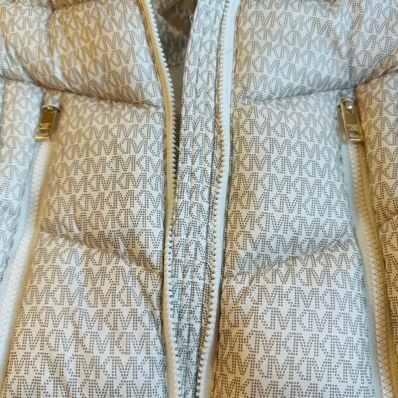 Michael Kors Monogrammed Puffer Jacket with Fur Hood - Picture 8 of 13